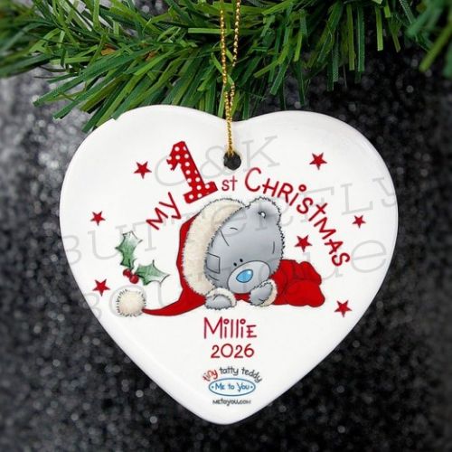 Personalised Me to You My 1st Christmas Ceramic Heart Decoration