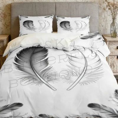 3-piece feather print bedding set