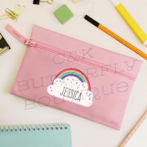 Personalised Rainbow Pink Pencil Case