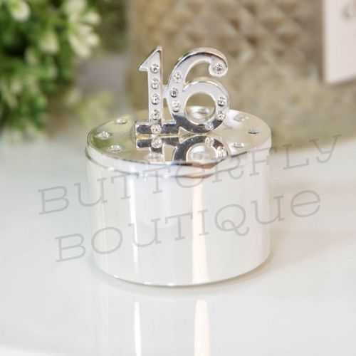 Milestones Silverplated Trinket Box With Crystal 16