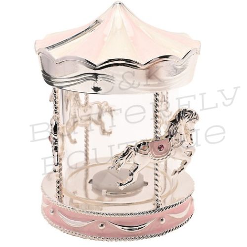 Bambino Silver Plated Money Box Carousel - pink