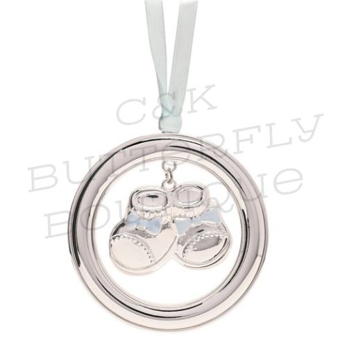 Bambino Silver Plated Hanging Bootie - Blue
