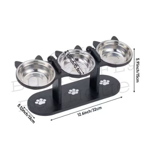 🐾🐱 Triple Raised Pet Feeding Station 🐱🐾
