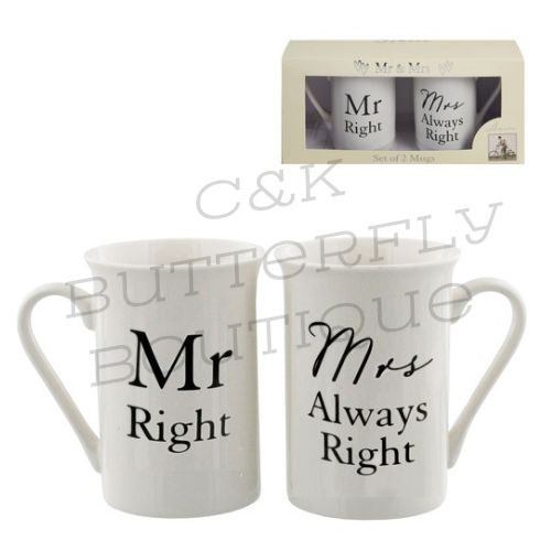 Amore 2 piece Mug Set - "Mr Right / Mrs Always Right"