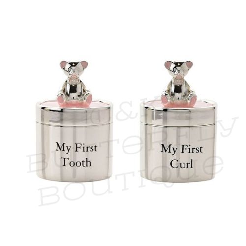 Bambino Silverplated First Tooth &amp; Curl Set - Pink