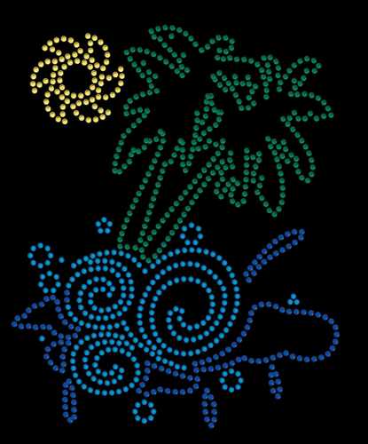 Palm Tree Scene 4 Color Outline