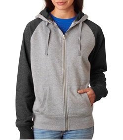 J.America Ladies&#39; Glitter Full-Zip Hooded Fleece