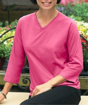 LAT Ladies V-Neck 3/4 Sleeve Tees