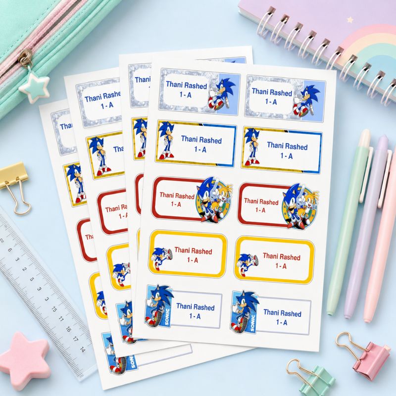 Sonic Character School Labels Sonic Character School Labels