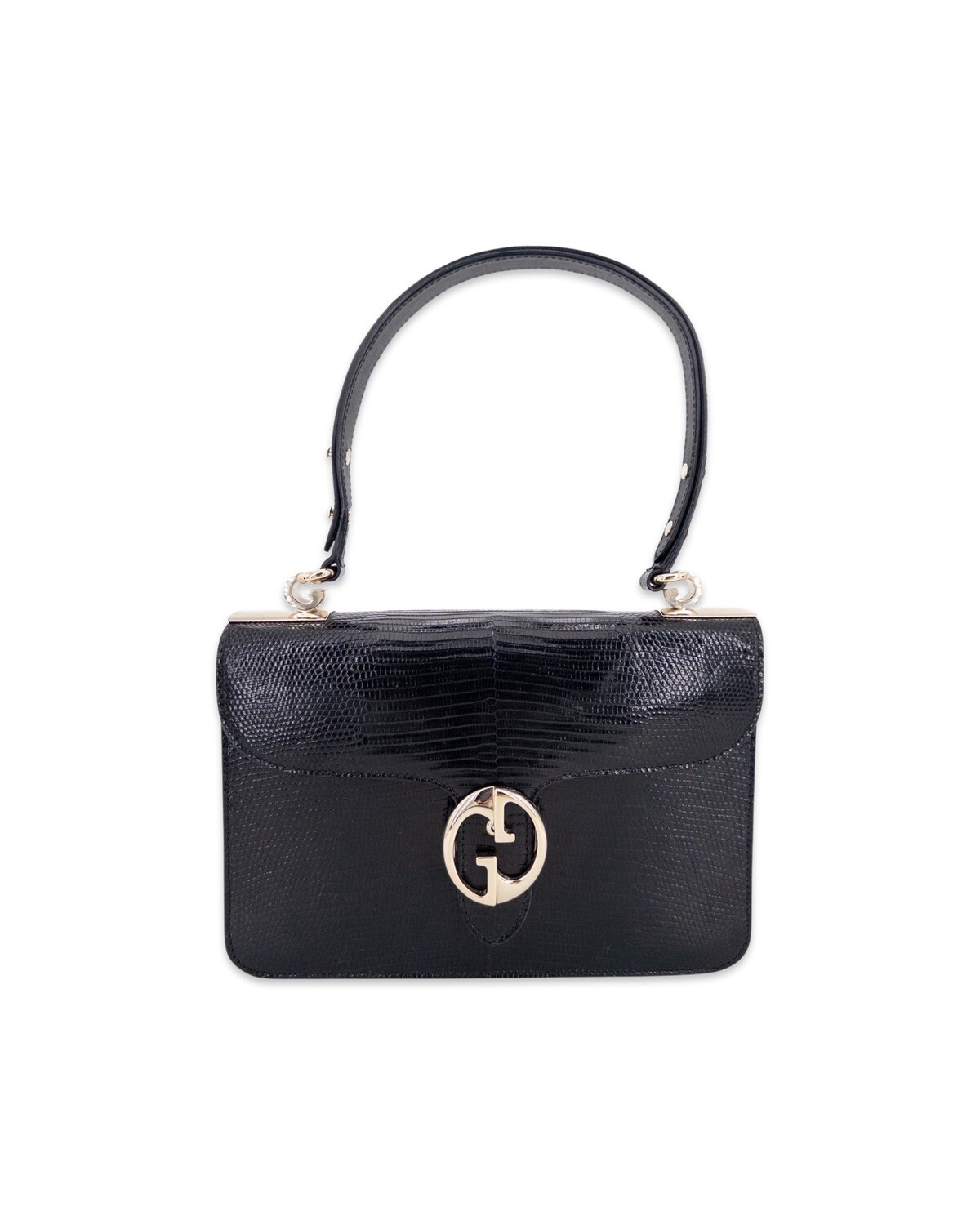 Gucci 1973 Black Lizard Handbag