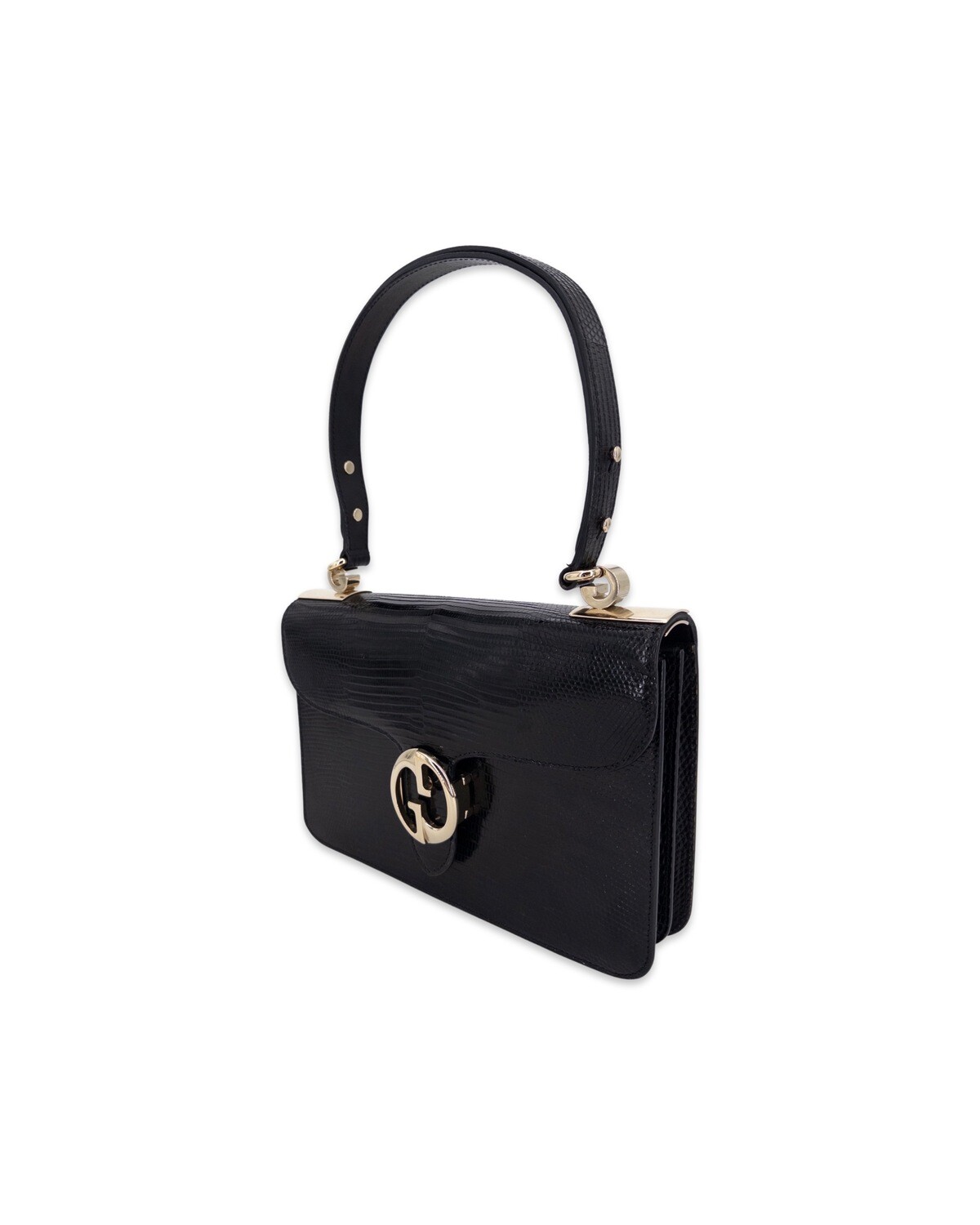 Gucci 1973 Black Lizard Handbag