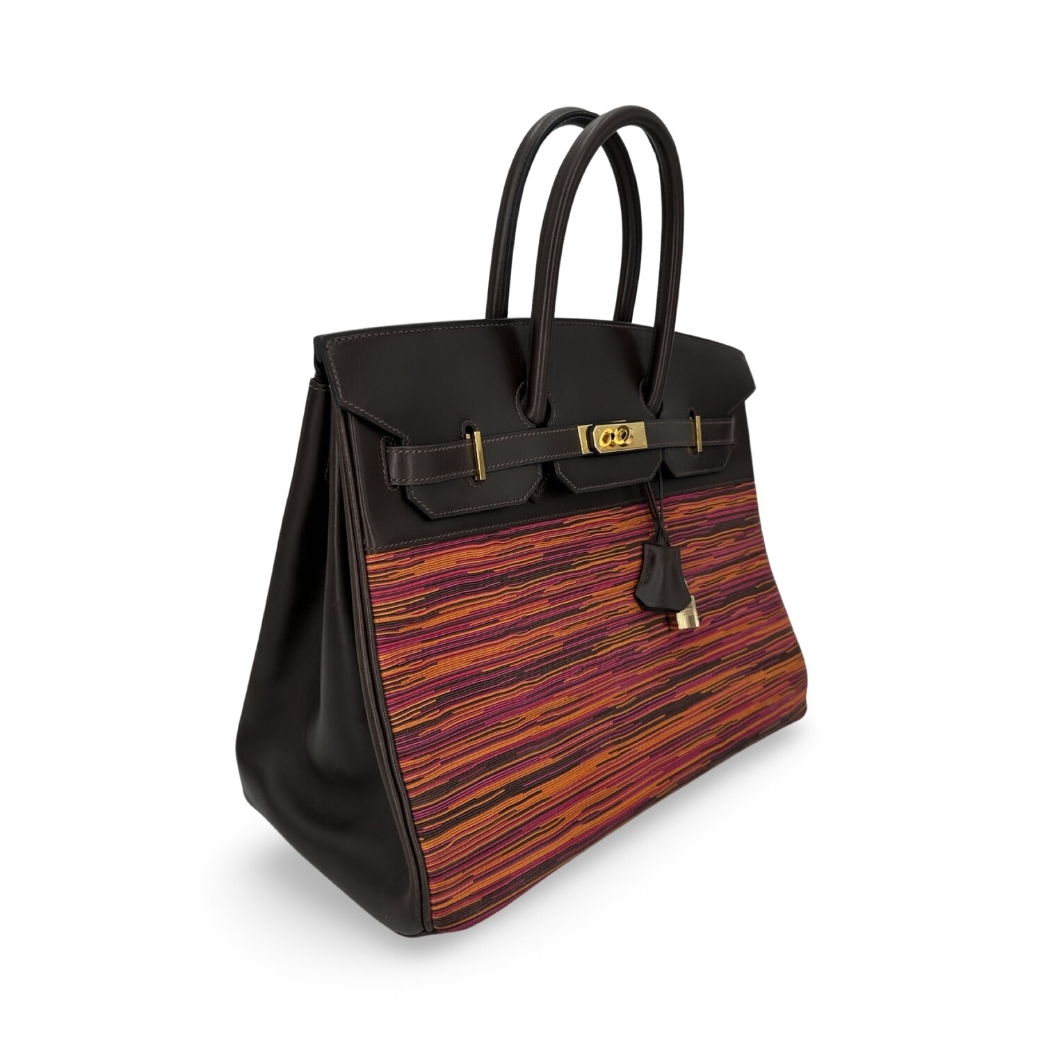 Hermes Birkin 35cm Ebene Calf Box And Vibrato Leather Gold Plated Hardware