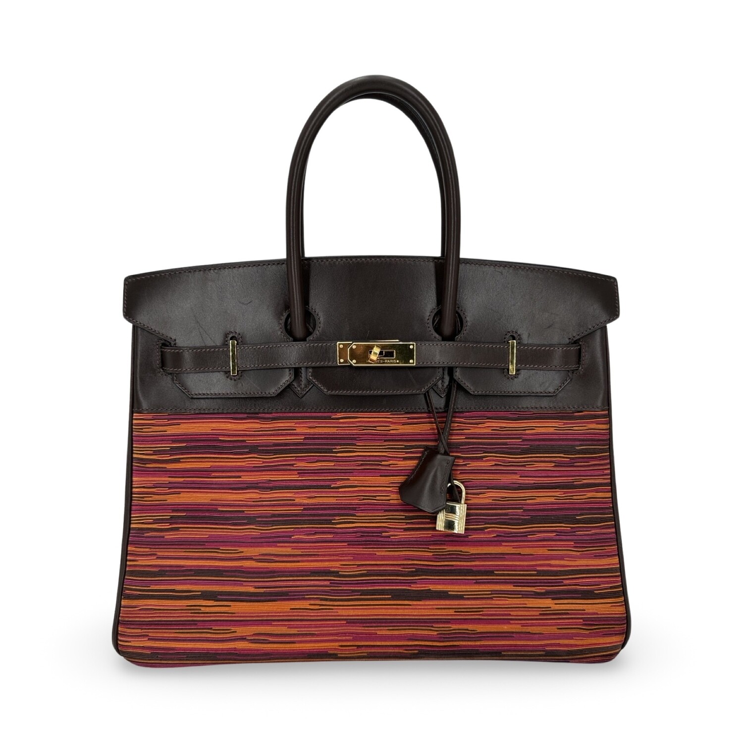 Hermes Birkin 35cm Ebene Calf Box And Vibrato Leather Gold Plated Hardware