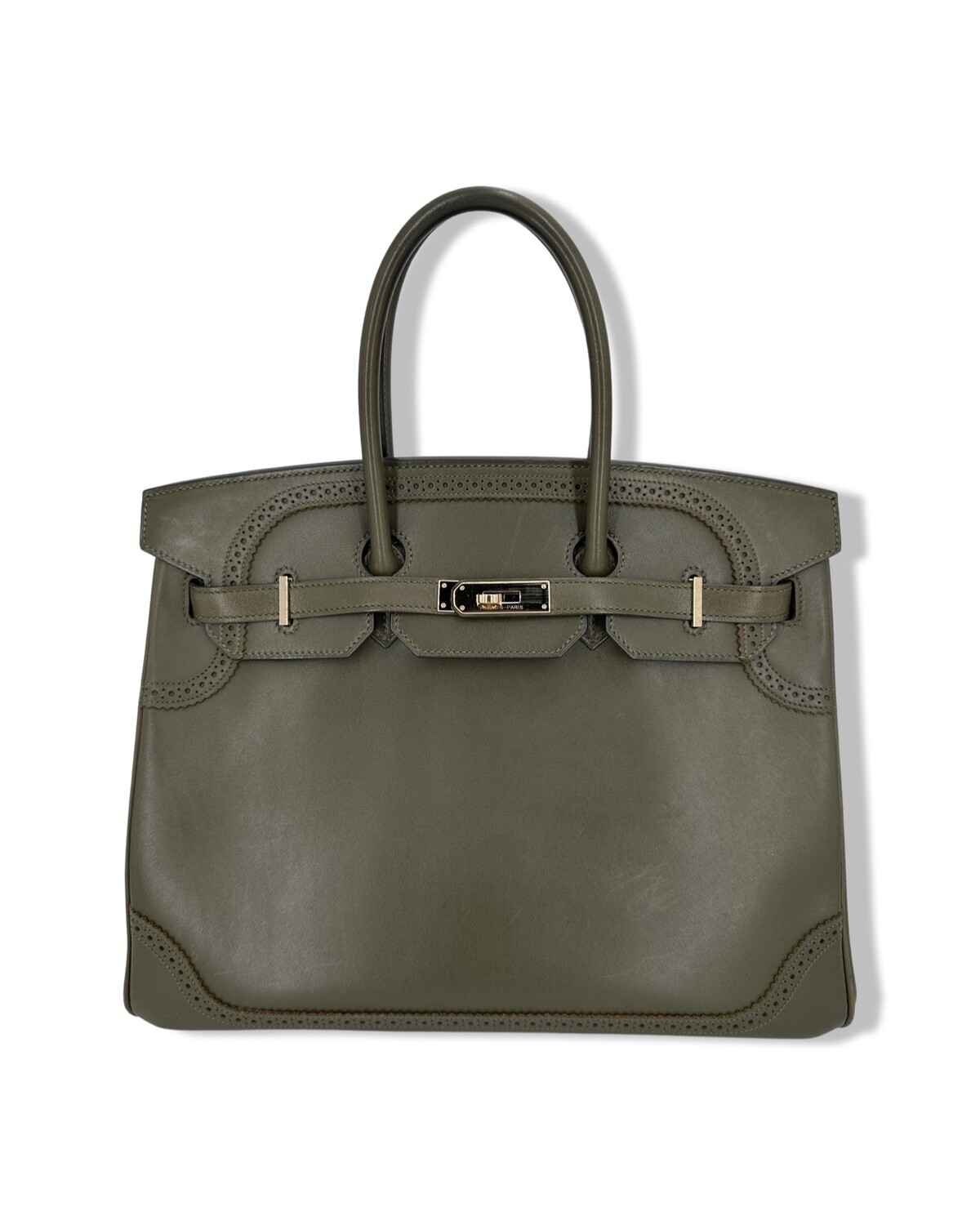 Hermes Birkin 35 Ghillies Tadelakt Vert Veronese Champagne Gold Hardware