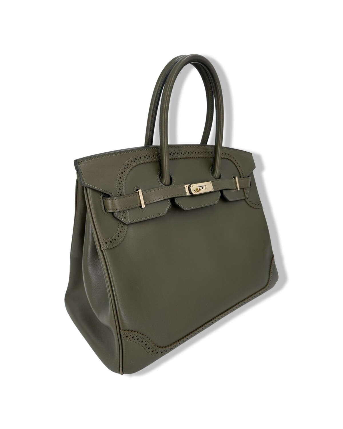 Hermes Birkin 35 Ghillies Tadelakt Vert Veronese Champagne Gold Hardware
