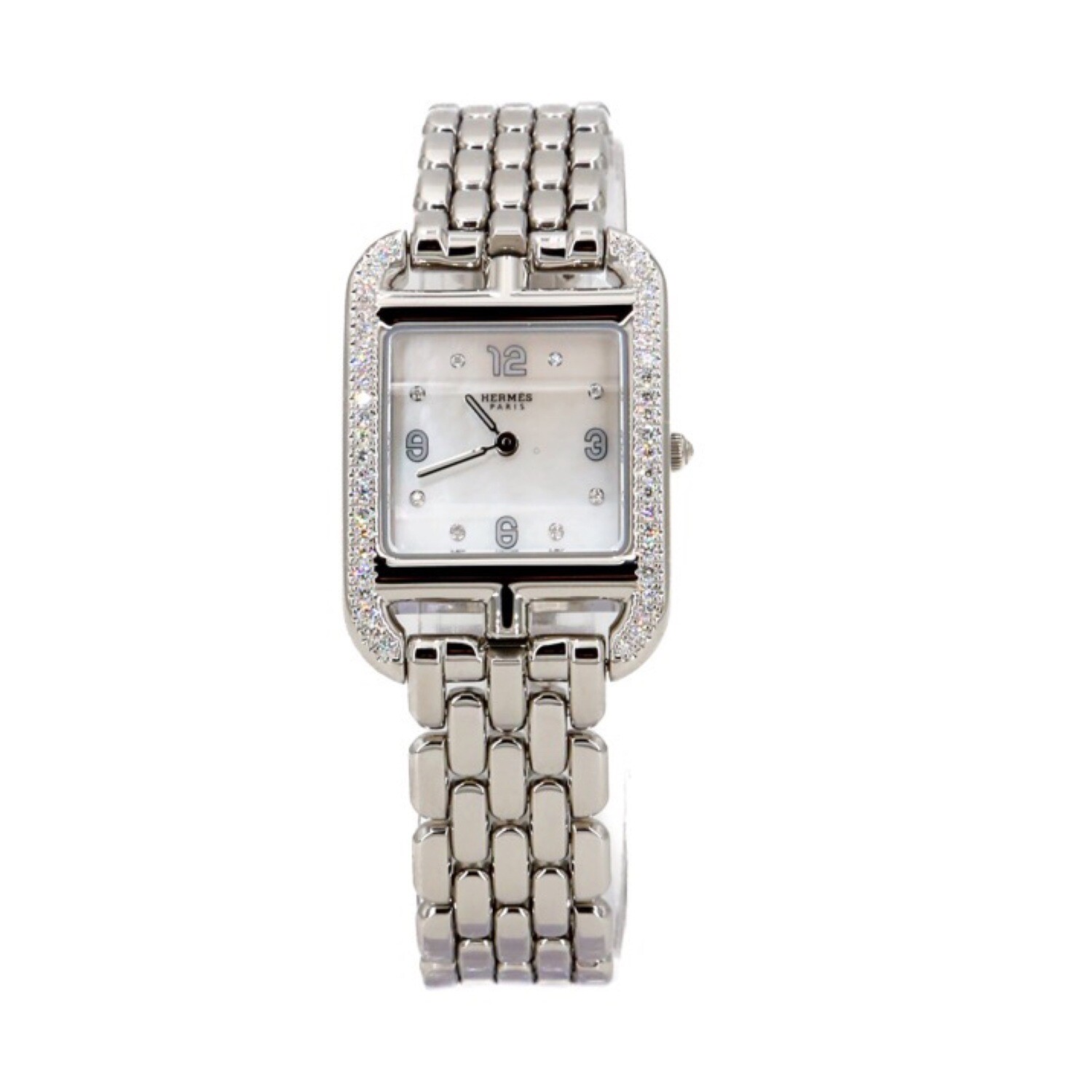 Hermes Cape Cod Steel Watch Diamond-Set Small Model 31 mm