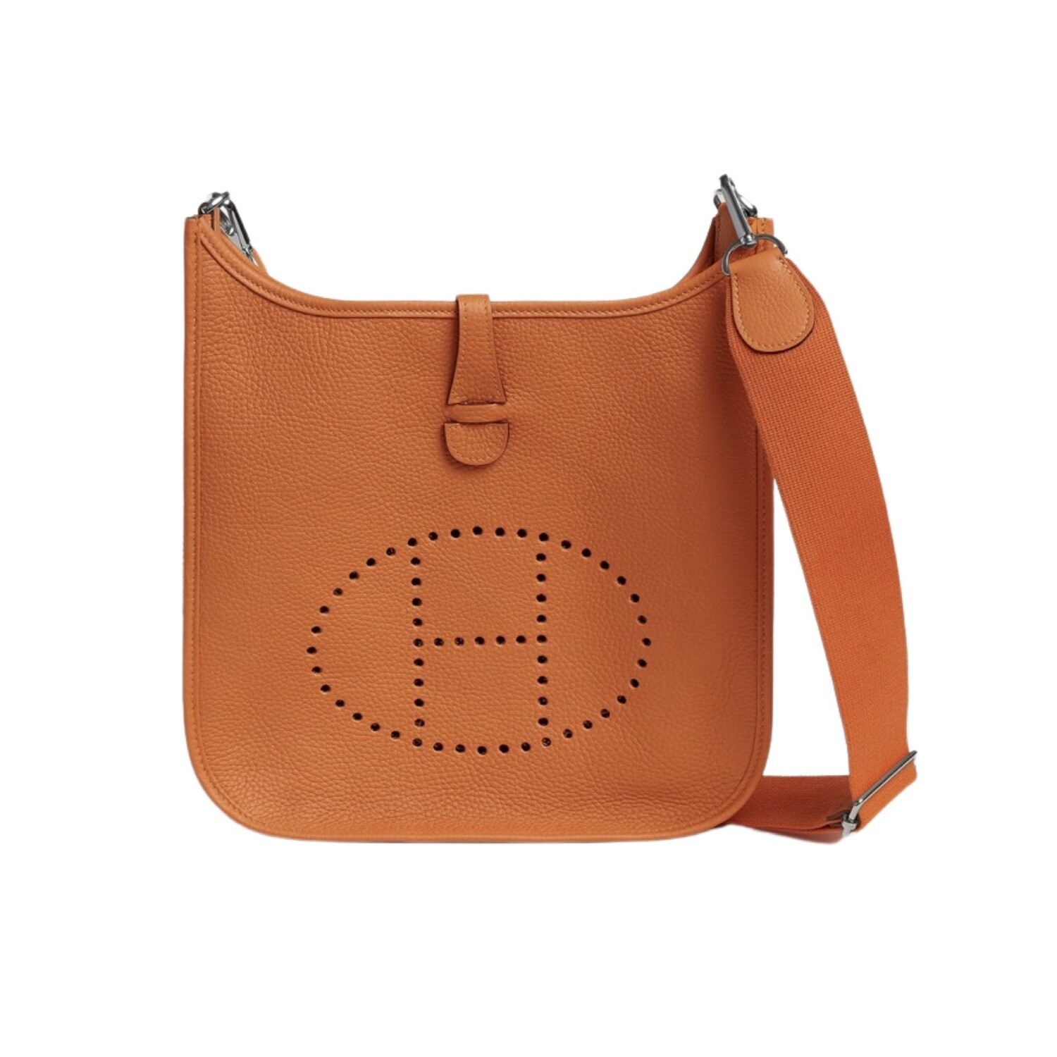 Hermes Evelyne 29cm Bag Orange Taurillon Clemance Leather Palladium Hardware