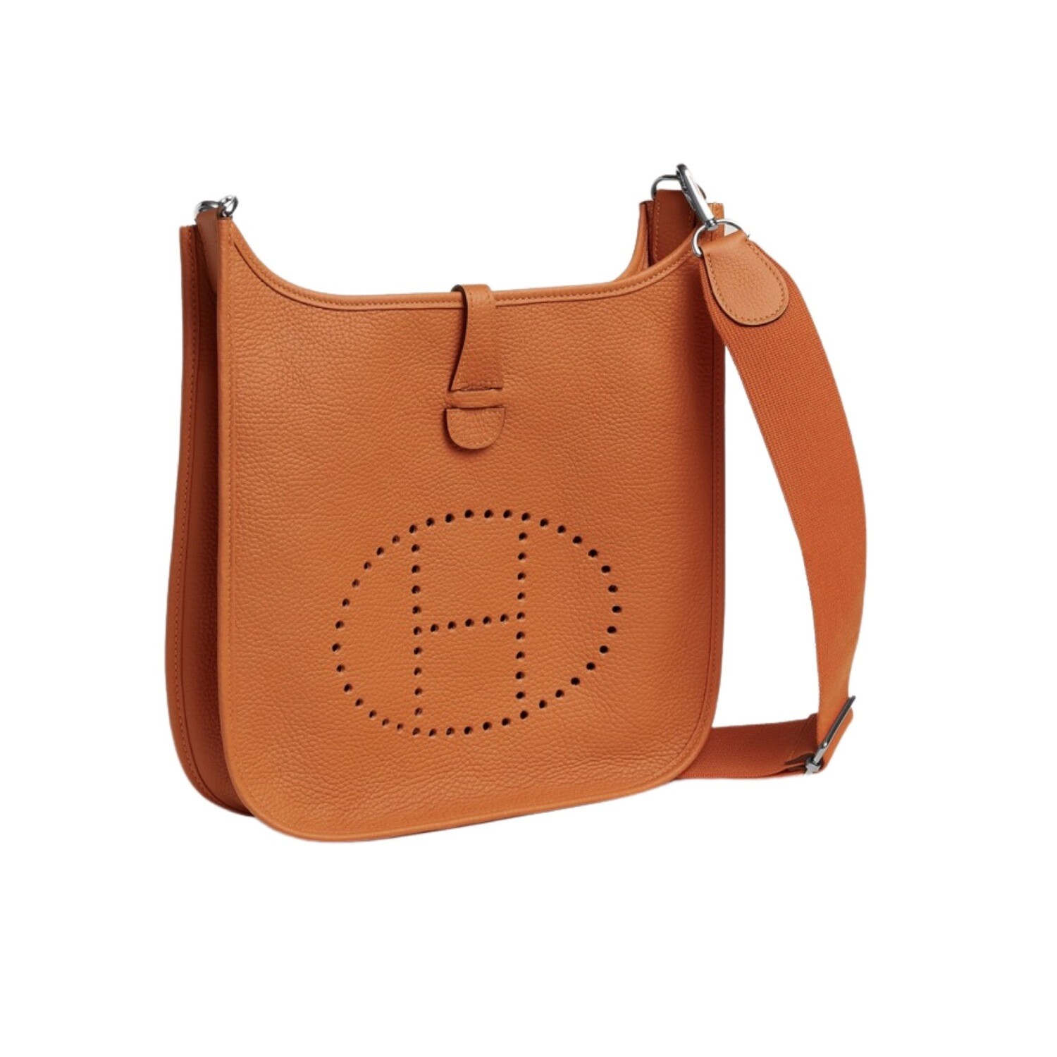 Hermes Evelyne 29cm Bag Orange Taurillon Clemance Leather Palladium Hardware