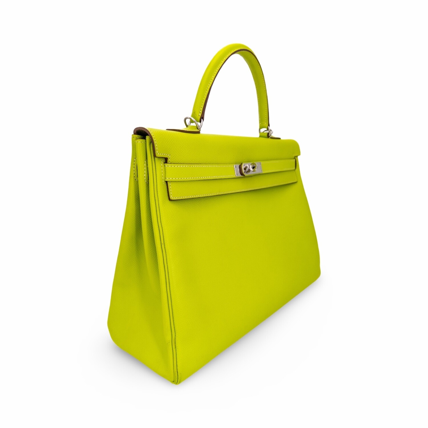 Hermes Kelly 35cm Candy Kiwi Epsom Leather Lichen Interior Palladium Hardware