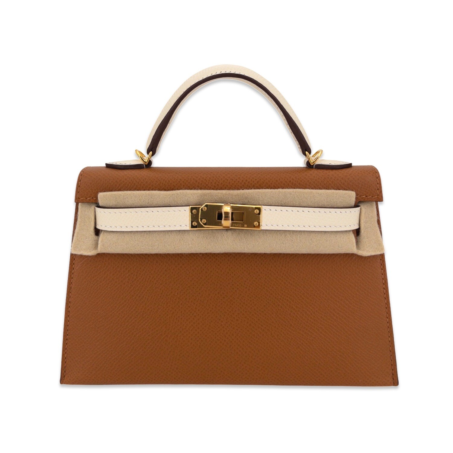 Hermes Kelly Mini Sellier Bag 20 Bi-Color Gold/Nata Epsom Leather Gold Hardware