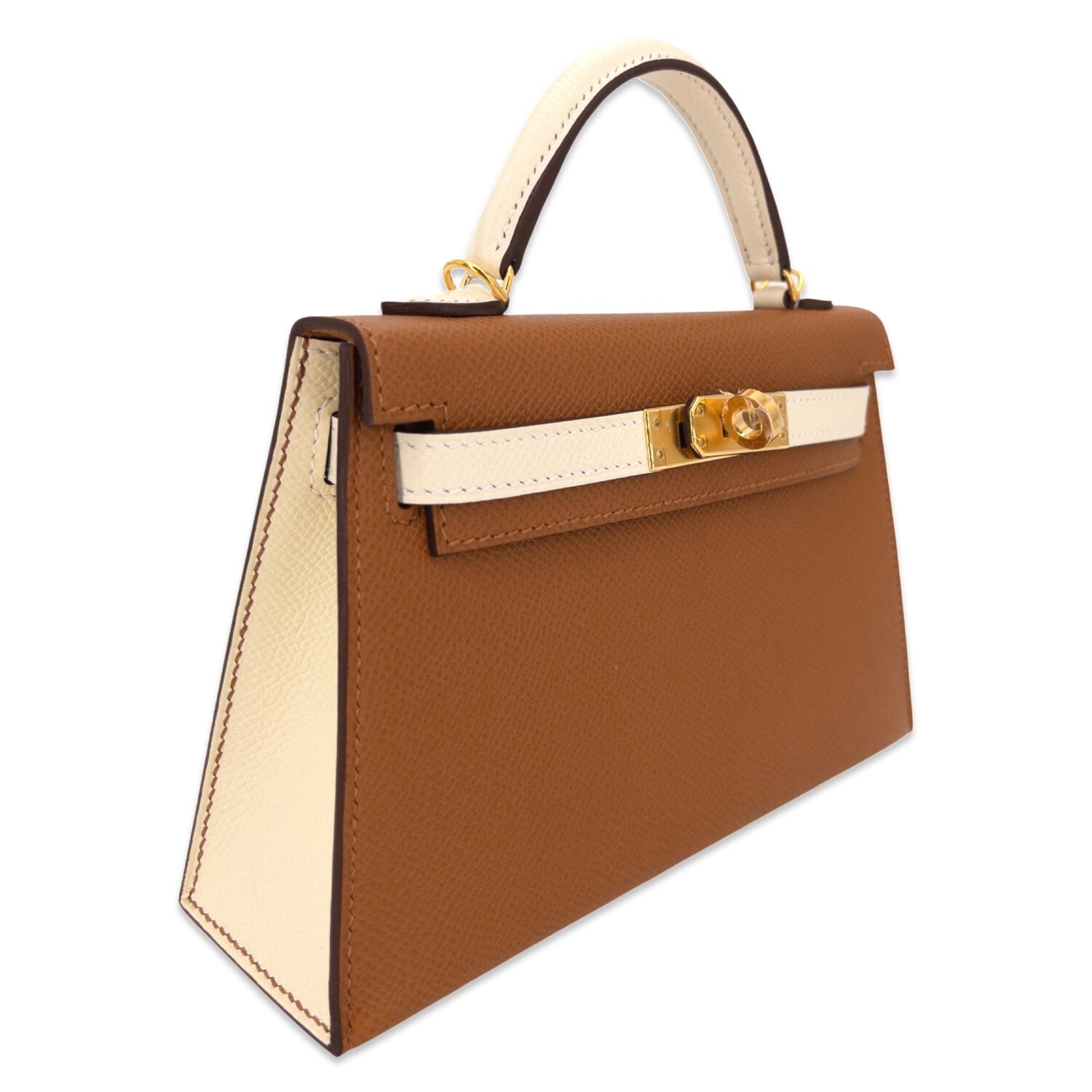 Hermes Kelly Mini Sellier Bag 20 Bi-Color Gold/Nata Epsom Leather Gold Hardware