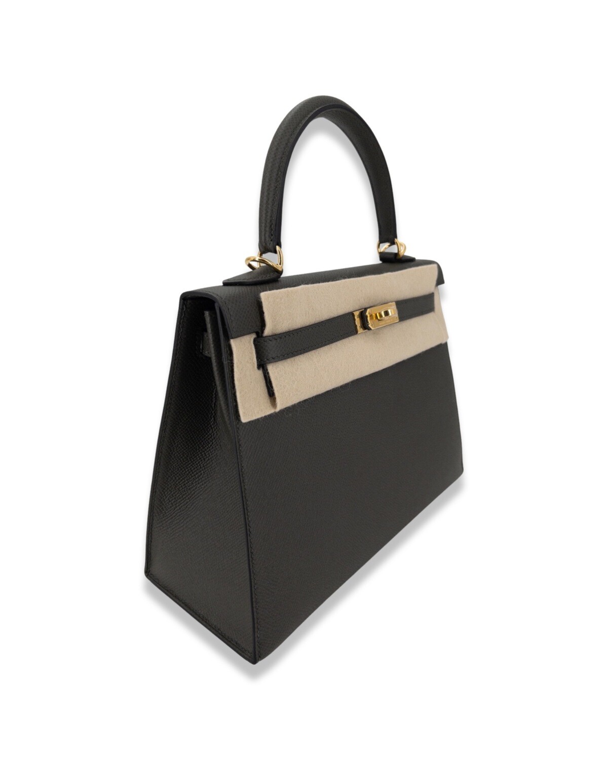 Hermes Kelly Sellier  Bag 25 Noir Black Epsom Leather Gold Hardware