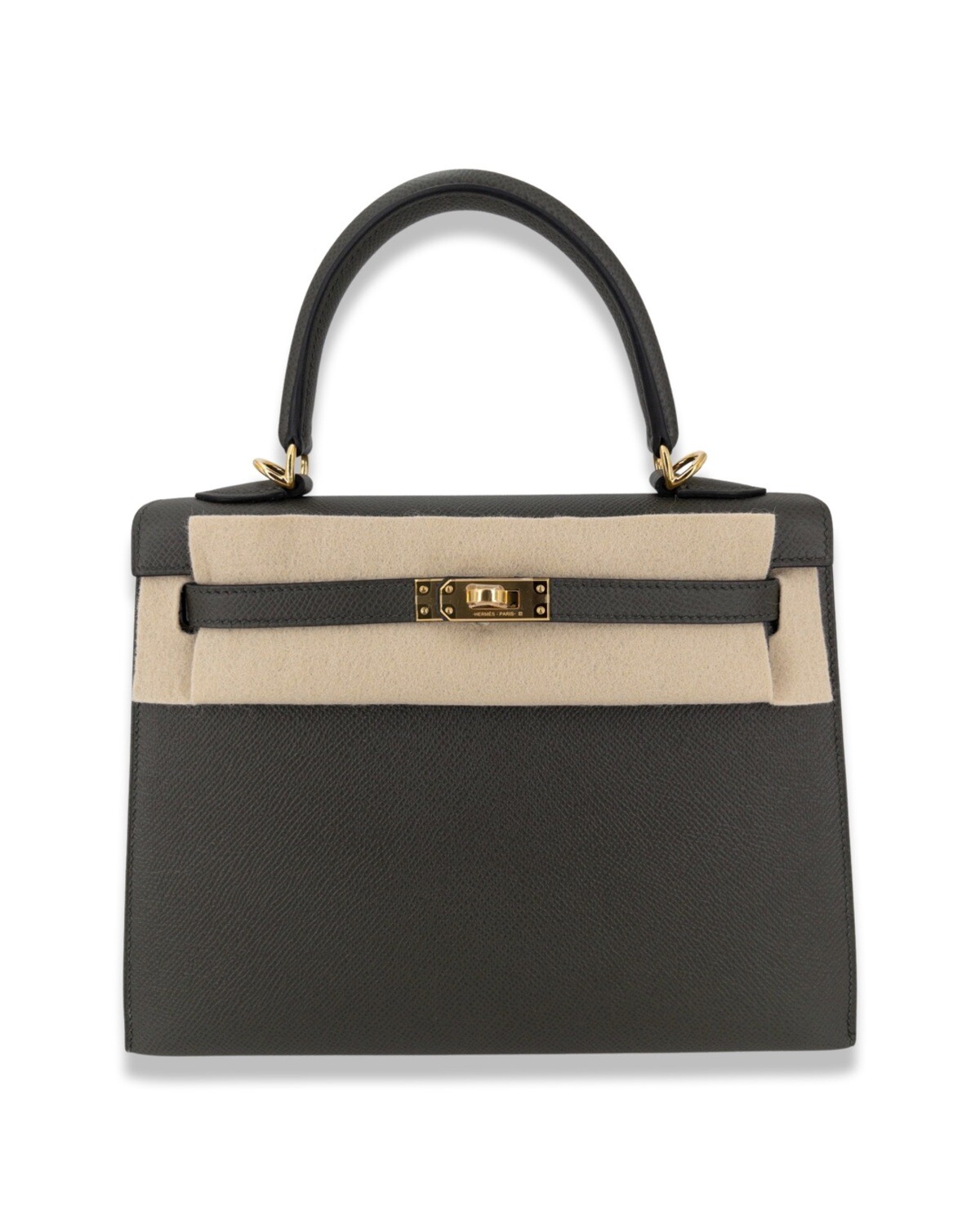 Hermes Kelly Sellier  Bag 25 Noir Black Epsom Leather Gold Hardware