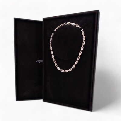 Hermes Necklace Chaine D'Ancre Enchainee Rose Gold Full Diamonds