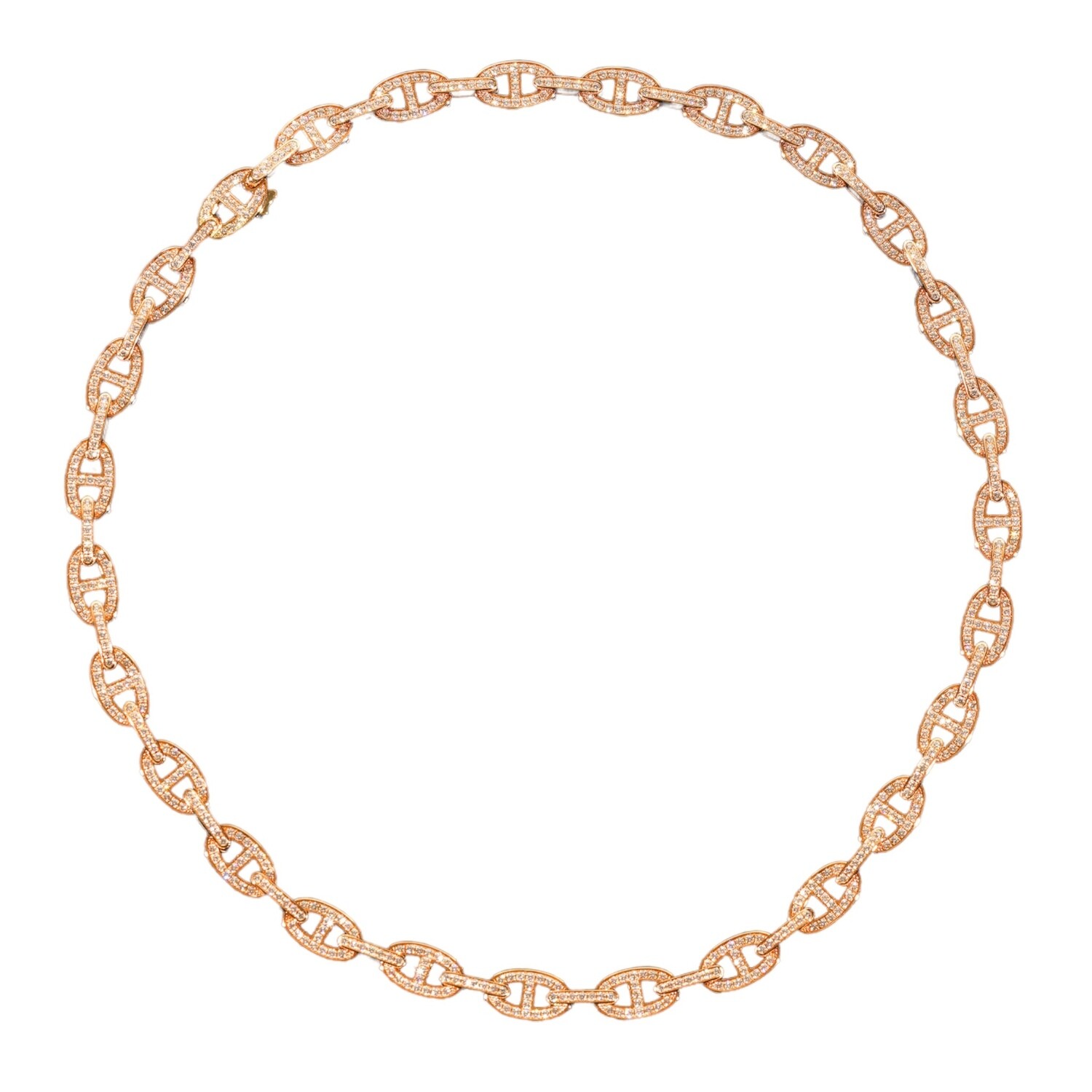 Hermes Necklace Chaine D&#39;Ancre Enchainee Rose Gold Full Diamonds