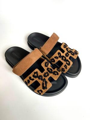 Hermes Leopard Chypre Sandals Size 36