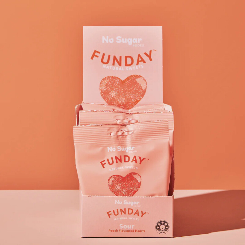 Funday Sour Peach Hearts, Size: 1 Bag | 50g | 1 Serve