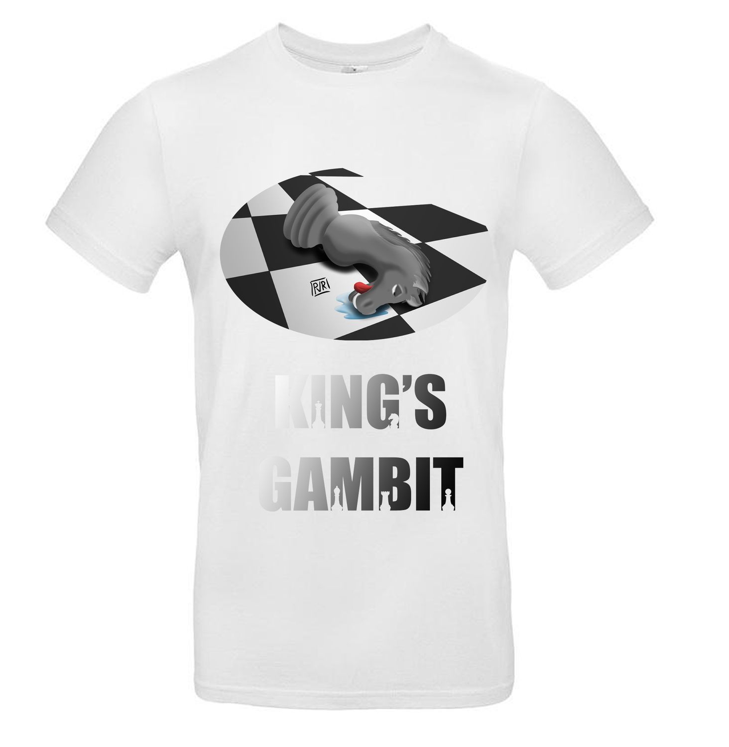 T-shirt met unieke tekening schaak-paard en tekst
