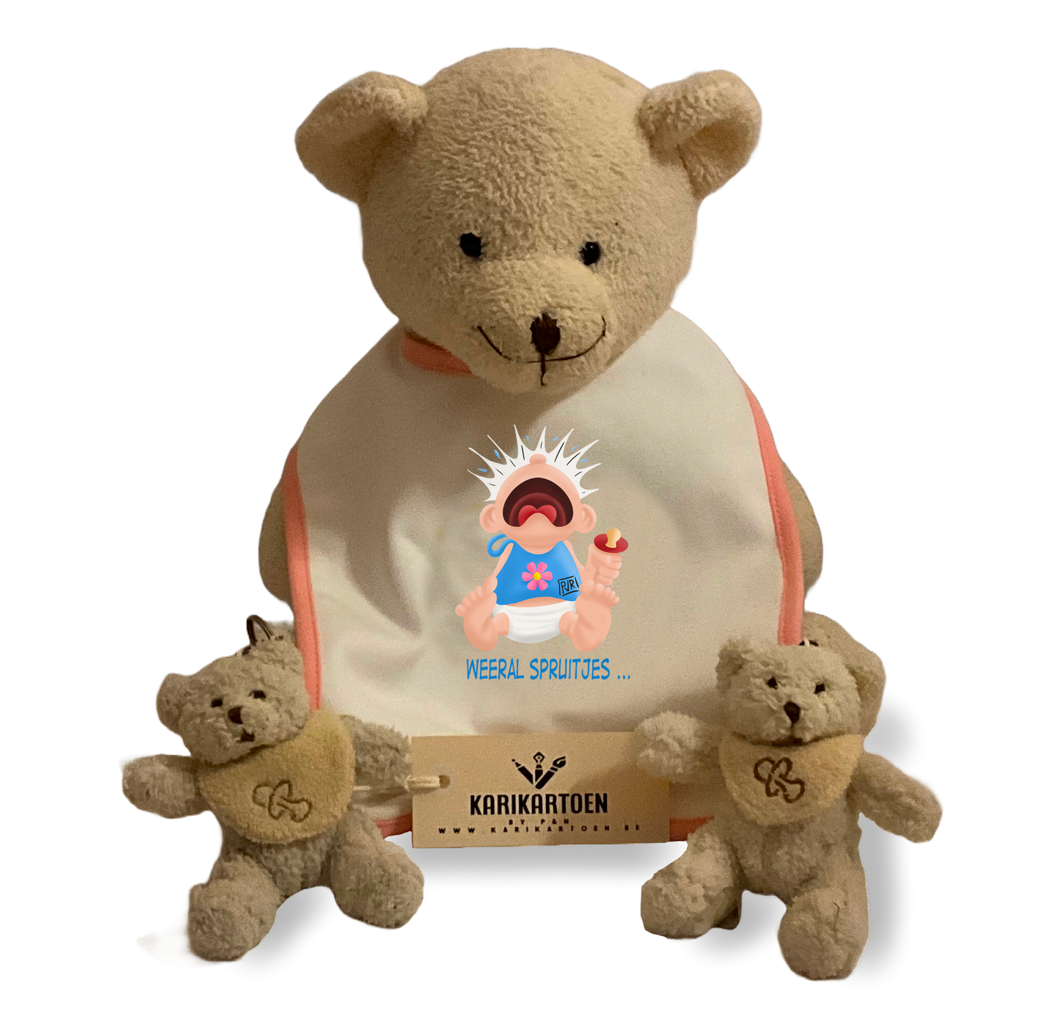 Slabbetje met unieke tekening baby spruitjes