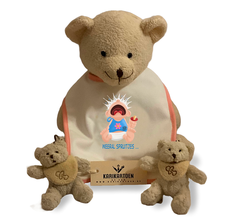 Slabbetje met unieke tekening baby spruitjes