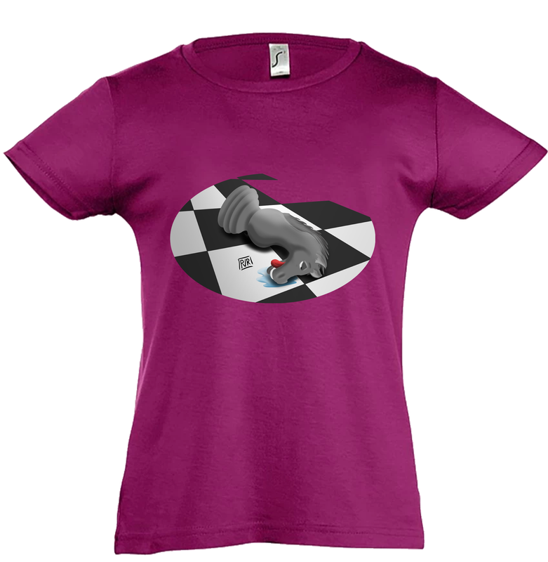 T-shirt kids meisjes unieke tekening Paard Schaak