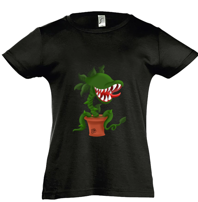 T-shirt kids meisjes unieke tekening Vleesetende plant