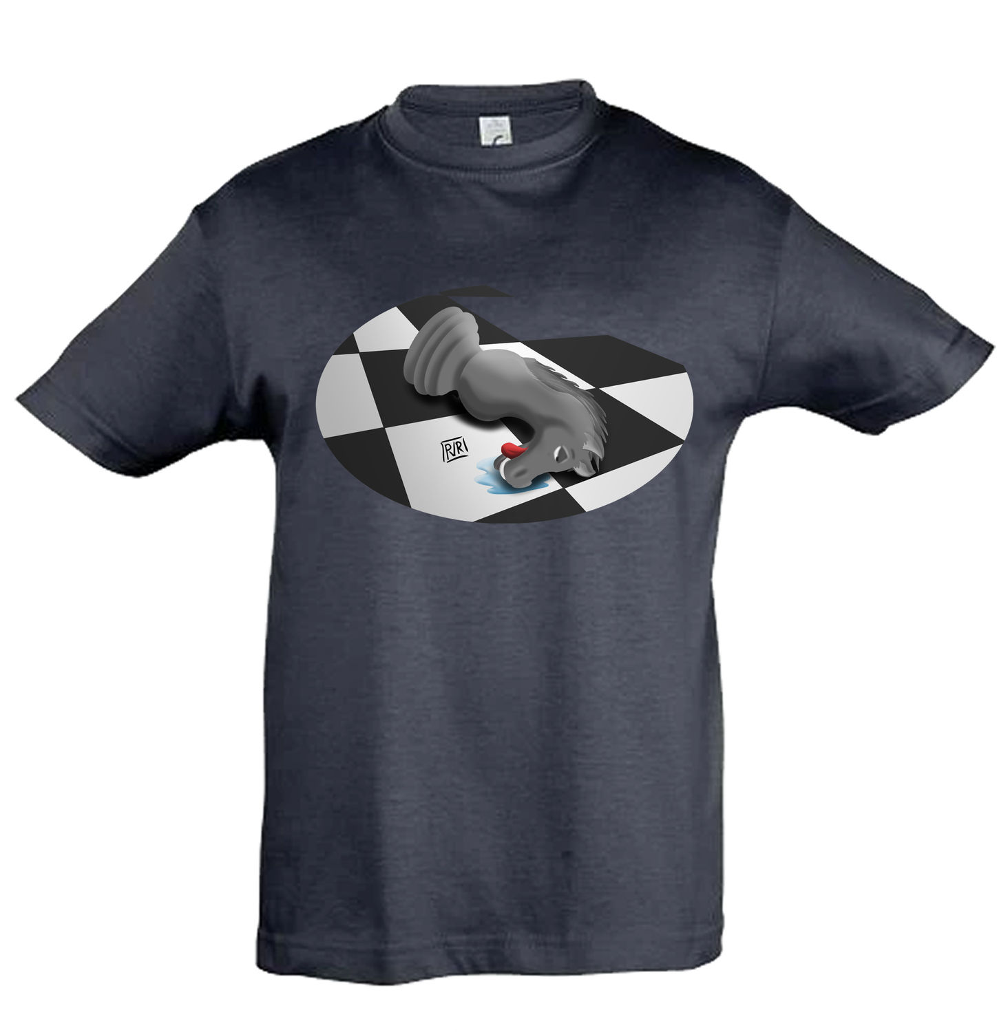 T-shirt kids jongens unieke tekening Paard Schaak