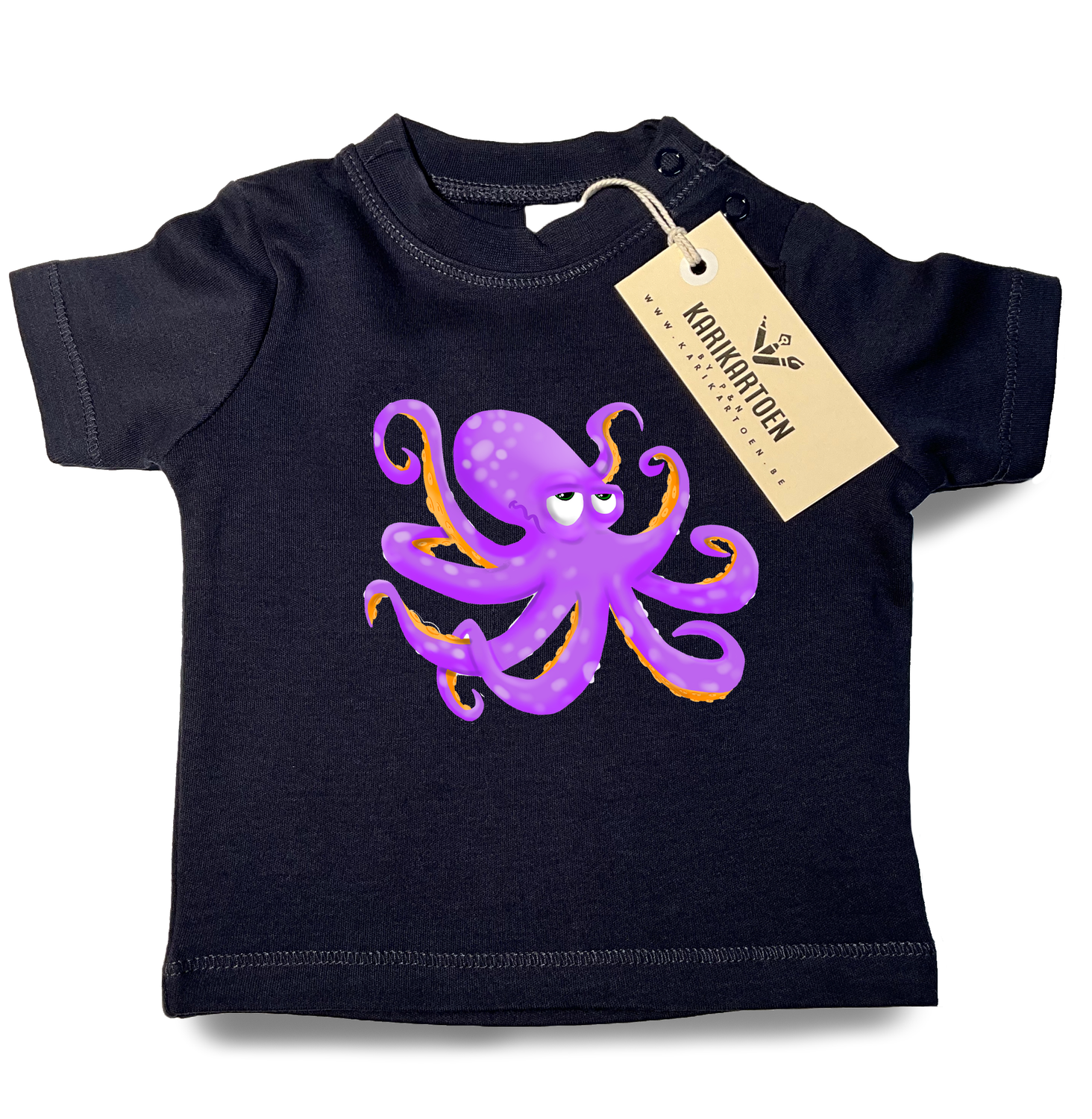 T-shirt unieke tekening (Baby 0-2 jaar) - Octopus, Kleur: Navy Blauw