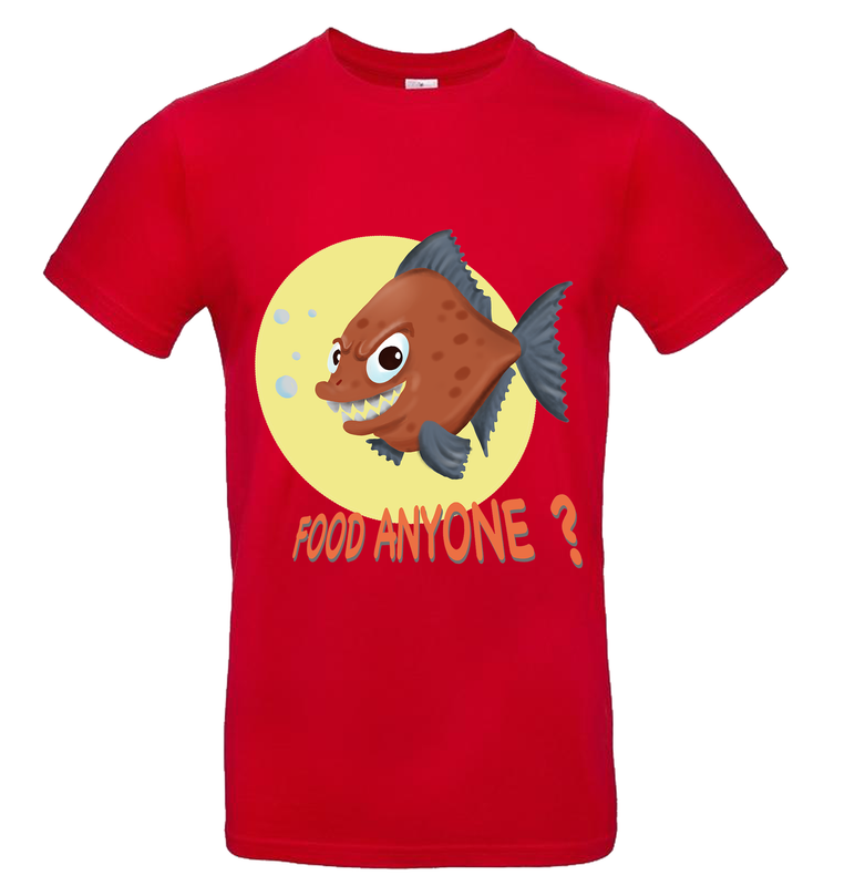 T-shirt met unieke tekening Piranha en tekst