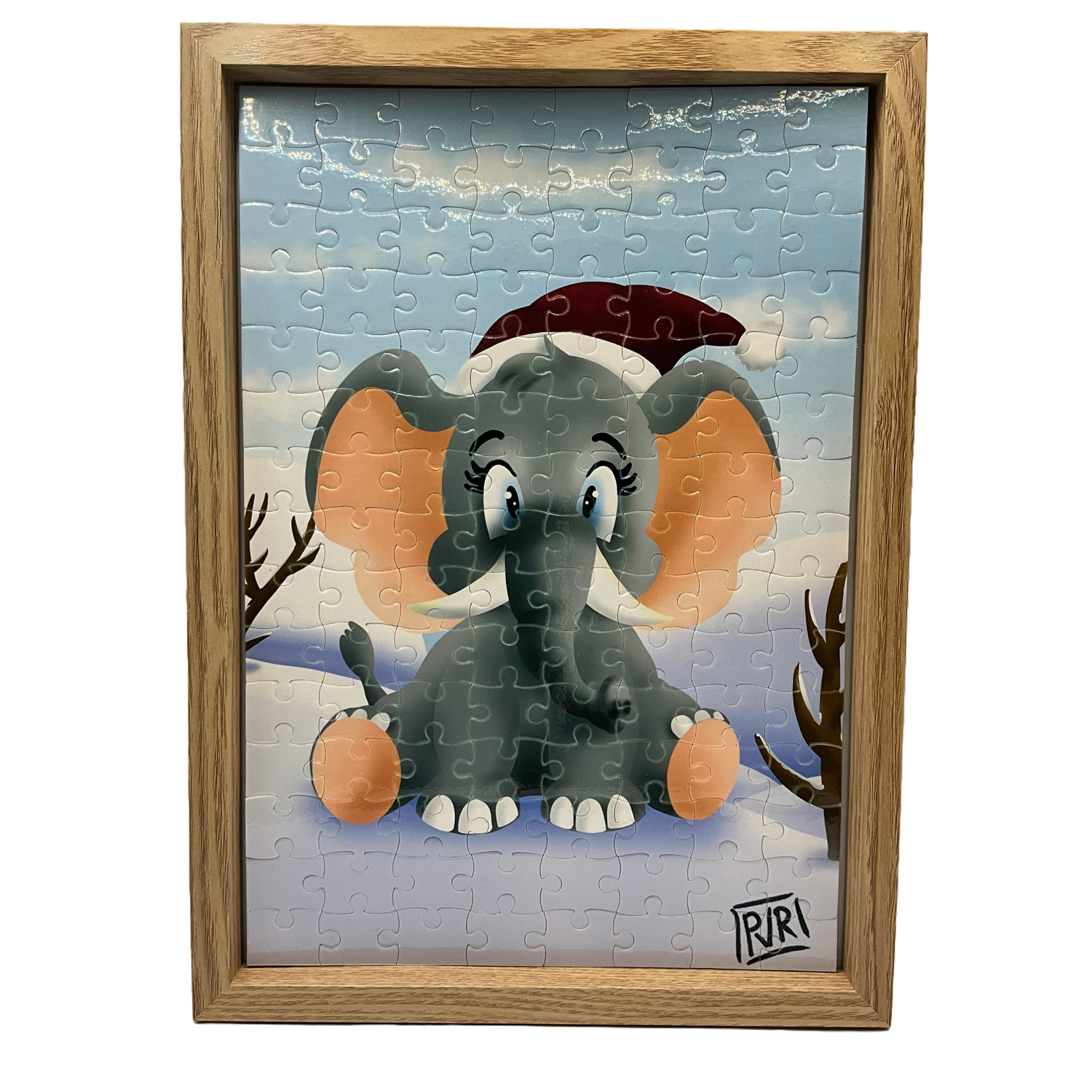 Puzzel 120 stukjes met unieke tekening olifant
