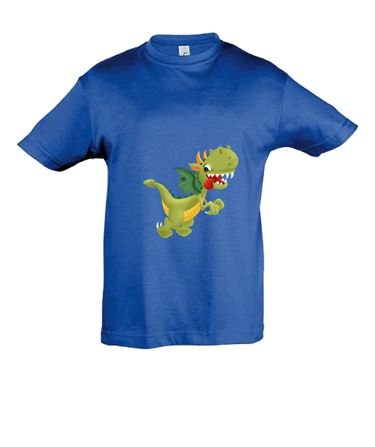 T-shirt kids jongens unieke tekening &quot;Cute&quot; draakje, Kleur: Blauw