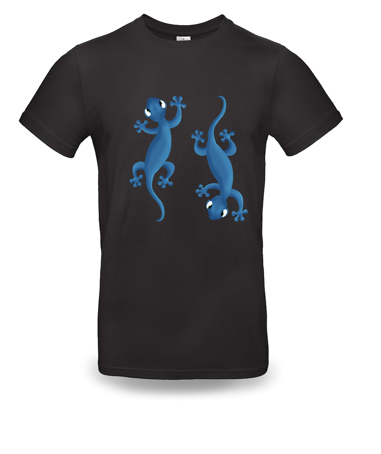 T-shirt met unieke tekening Gekko, Kleur: Zwart