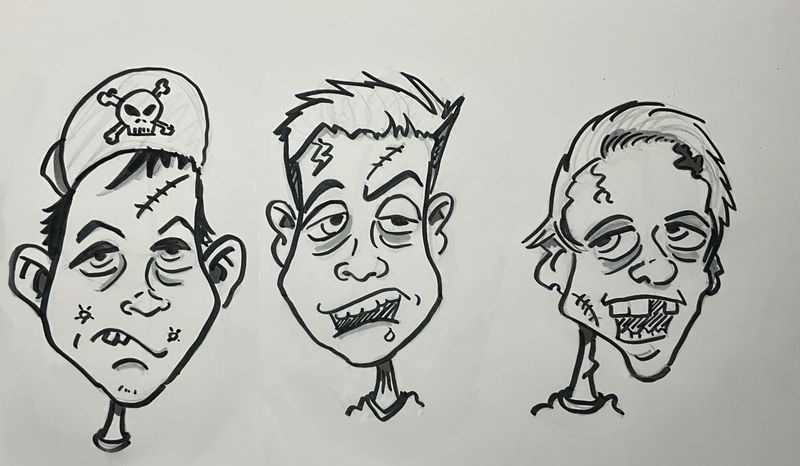 Halloween Karikatuur Zwart-Wit