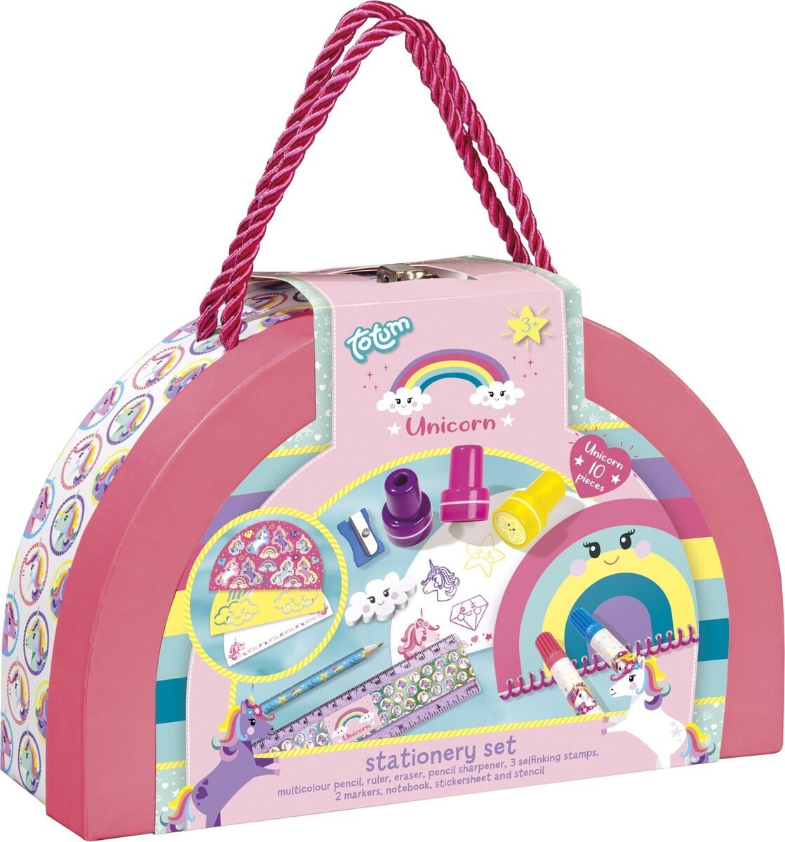 Totum Unicorn junior schrijfwaren koffertje tekenen en kleuren - 13-delig eenhoorn thema cadeautip