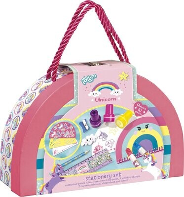 Totum Unicorn junior schrijfwaren koffertje tekenen en kleuren - 13-delig eenhoorn thema cadeautip