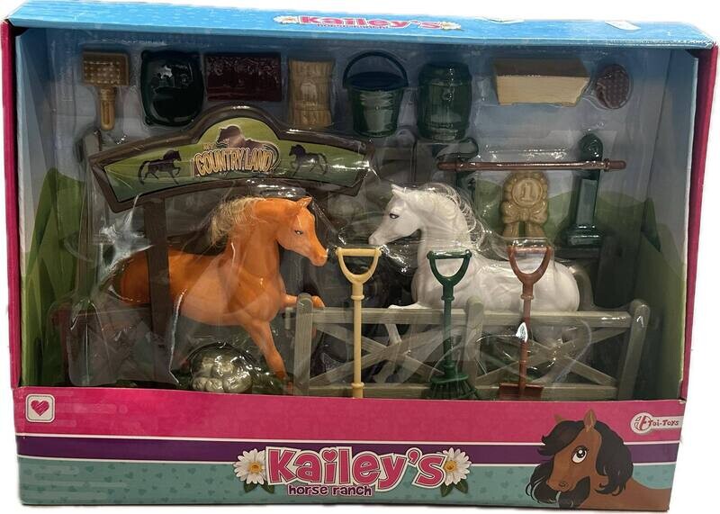 🐴 Toi-Toys Kailey's Paardenstal – 4-delig Speelset Bruin/Wit ✨
