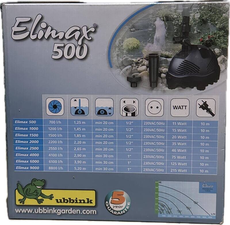 ⛲ Ubbink Elimax 500 Fonteinpomp – 700 l/u
