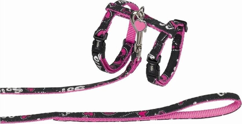 Nobby kattentuig met lijn ribbon love zwart