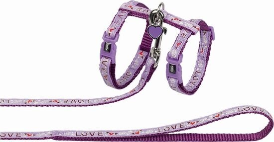 Nobby kattentuig met lijn ribbon love paars
