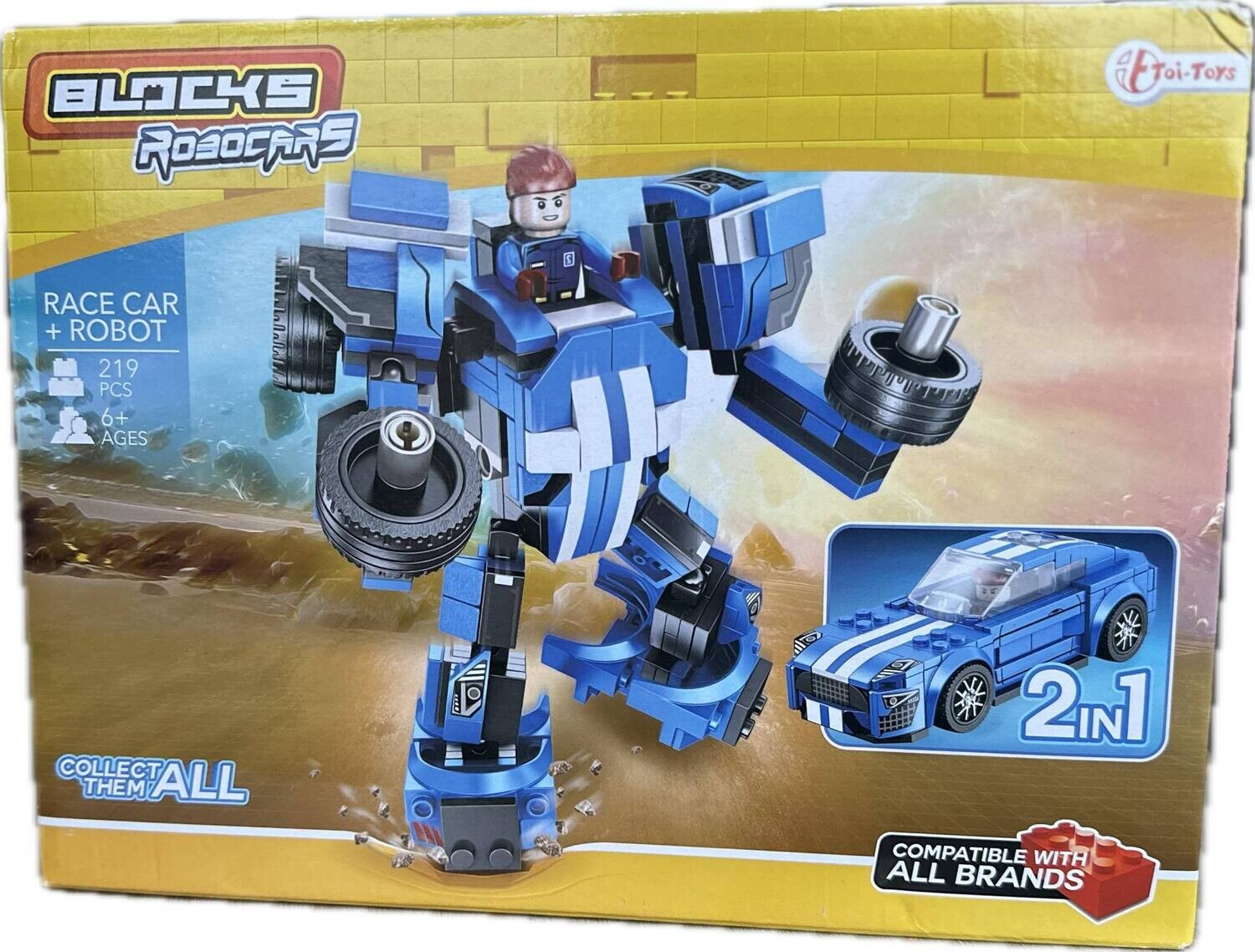 Blocks - Bouwstenen Robot Auto 2 in 1 - Rood - Groen of Oranje